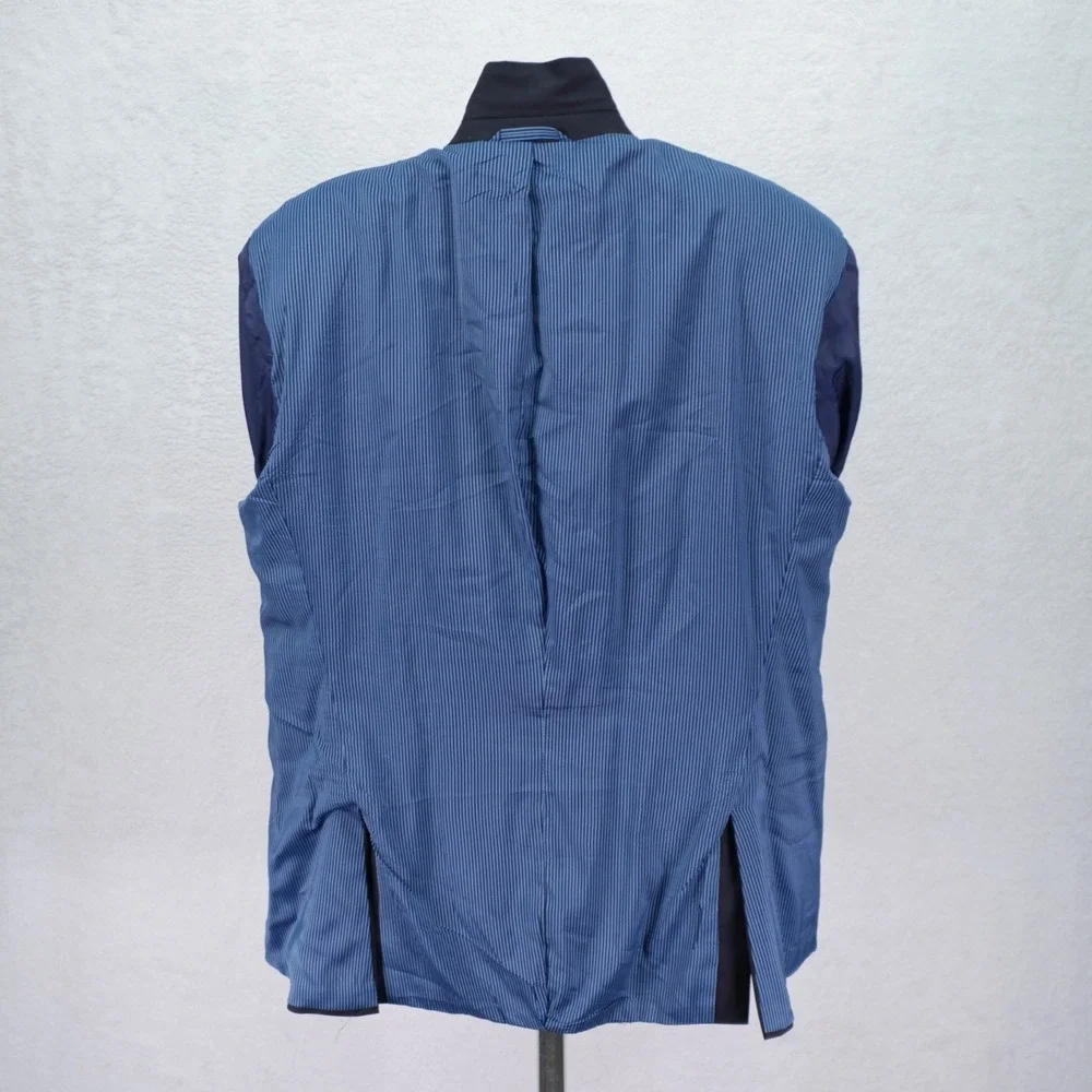 Calvin Klein Wool Blue Silver Button‎ Blazer 46L 2 Button